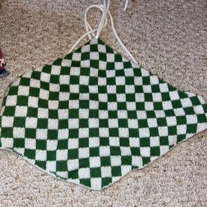 SHEIN backless checkered top